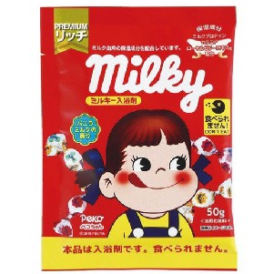 milky不二家 保濕泡澡滋潤蜂蜜舒緩香氛留香牛奶浴鹽美肌泡澡劑 牛奶入浴劑【牛奶香草香】 50g